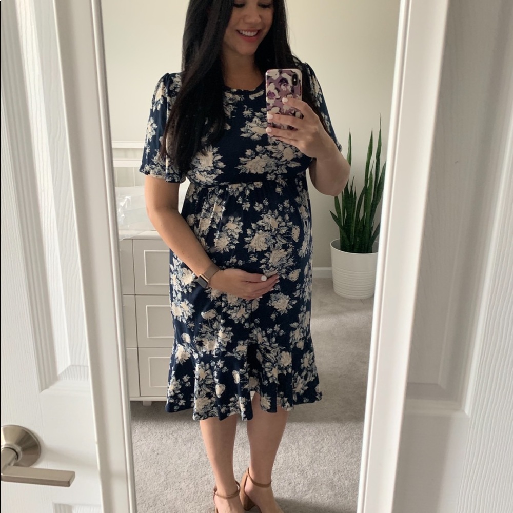 Pinkblush Blue Floral Maternity Dress